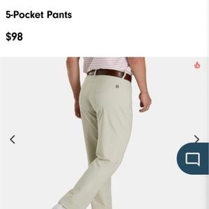NWT Mens FootJoy 5 Pocket Pants Beige 34/32